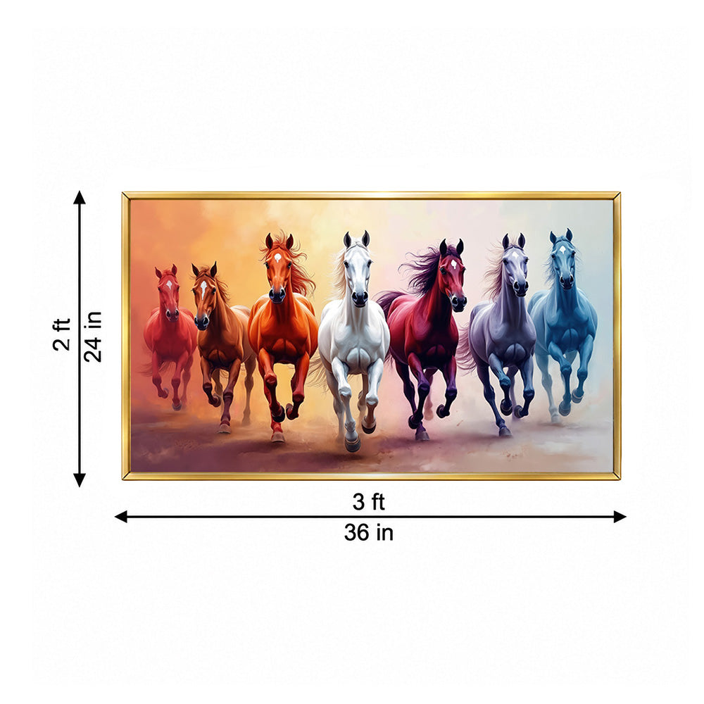 Colorful Seven Horses Canvas Wall Painting