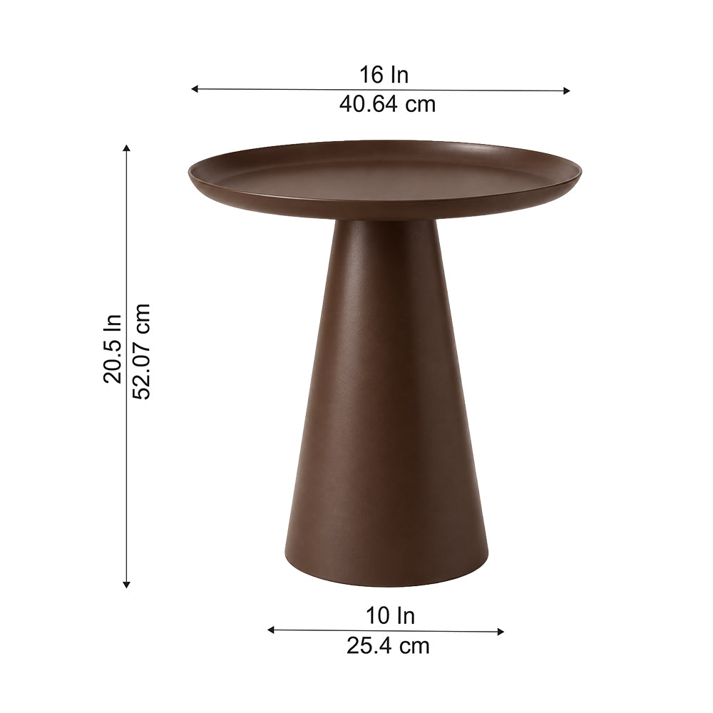 Modern Metal Tray-Top Pedestal Side Table
