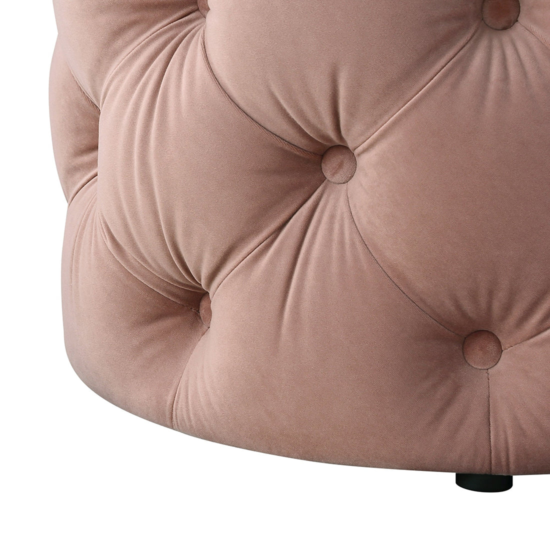 Round Tufted Velvet Ottaman/Poufee In Pink