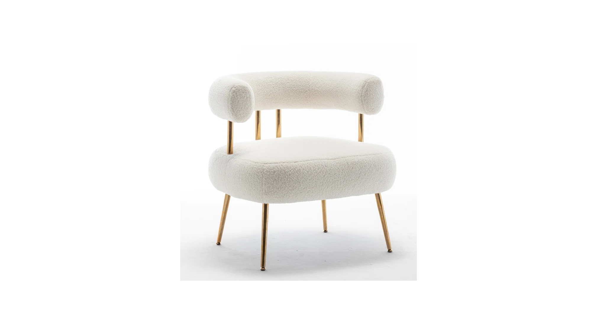 Bonnita Accent Chair Beige | Curved Fabric Accent Chair Sand Beige