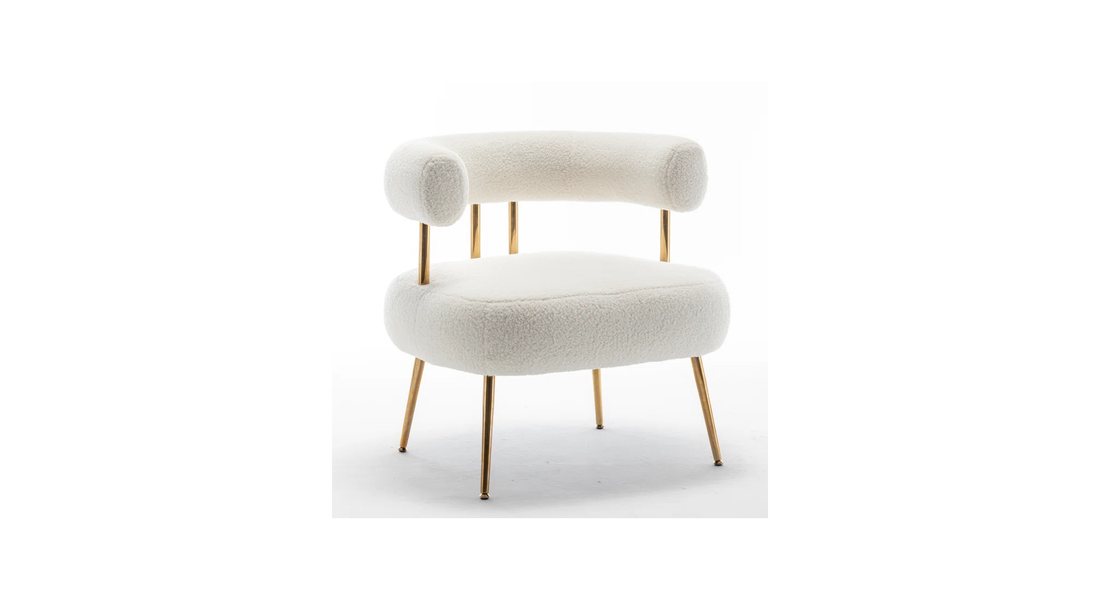 Bonnita Accent Chair Beige | Curved Fabric Accent Chair Sand Beige
