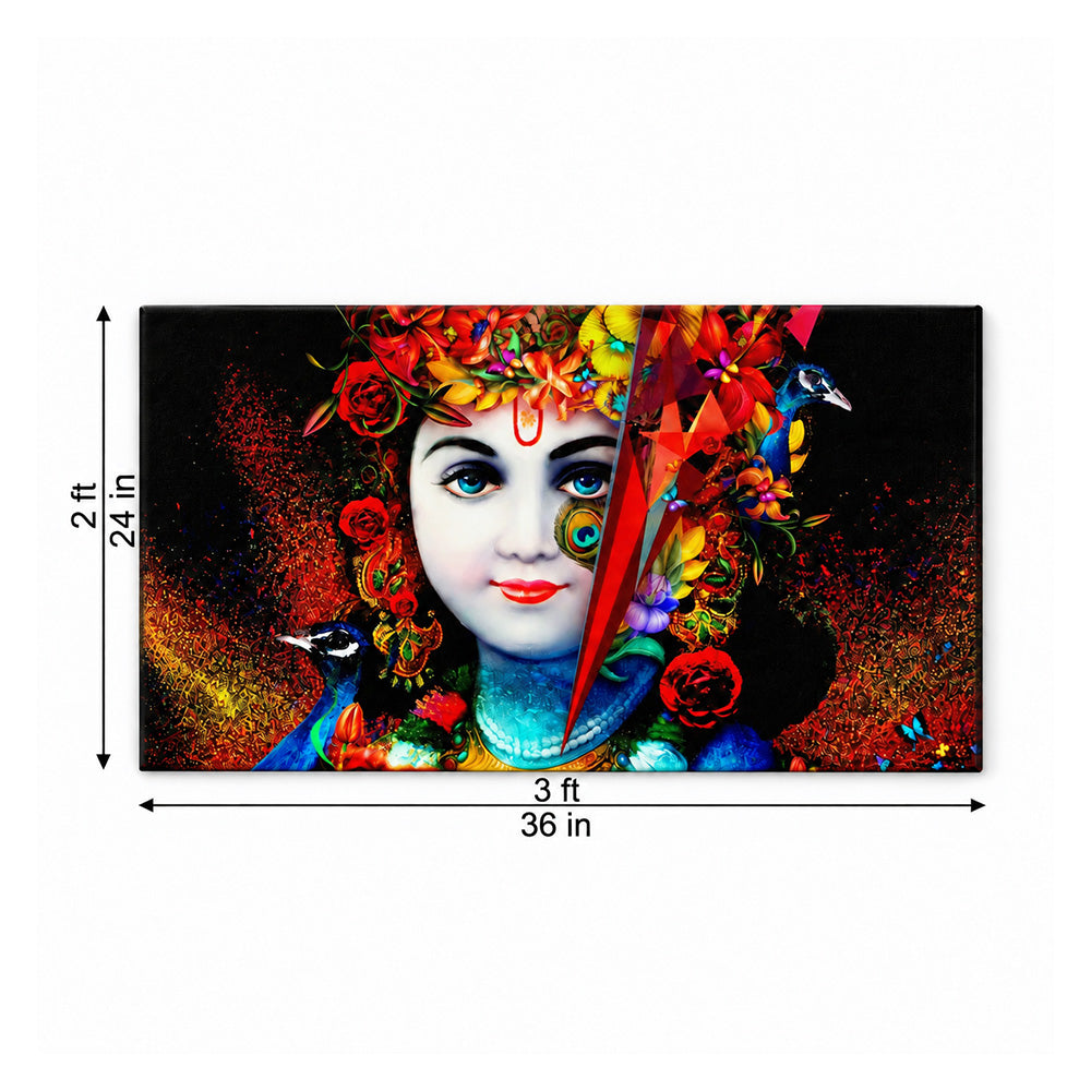 Lord Krishna with Peacock Spiritual Canvas Wall Painting