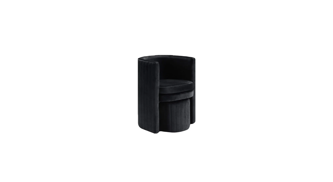 Schillar Chair With Ottoman Black | Accent Chair With Ottoman Black