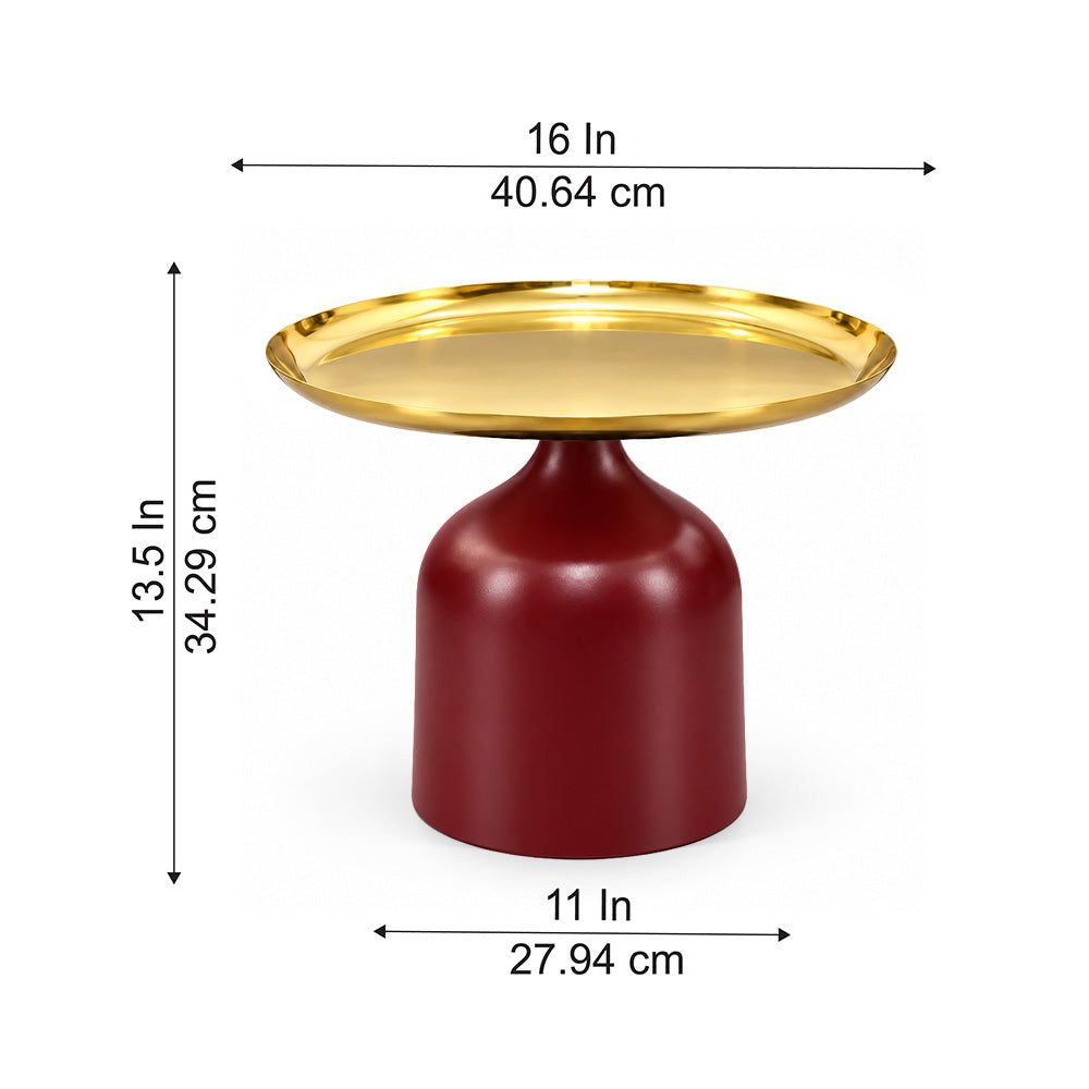 Midnight Gold Metal Round Pedestal Side Table
