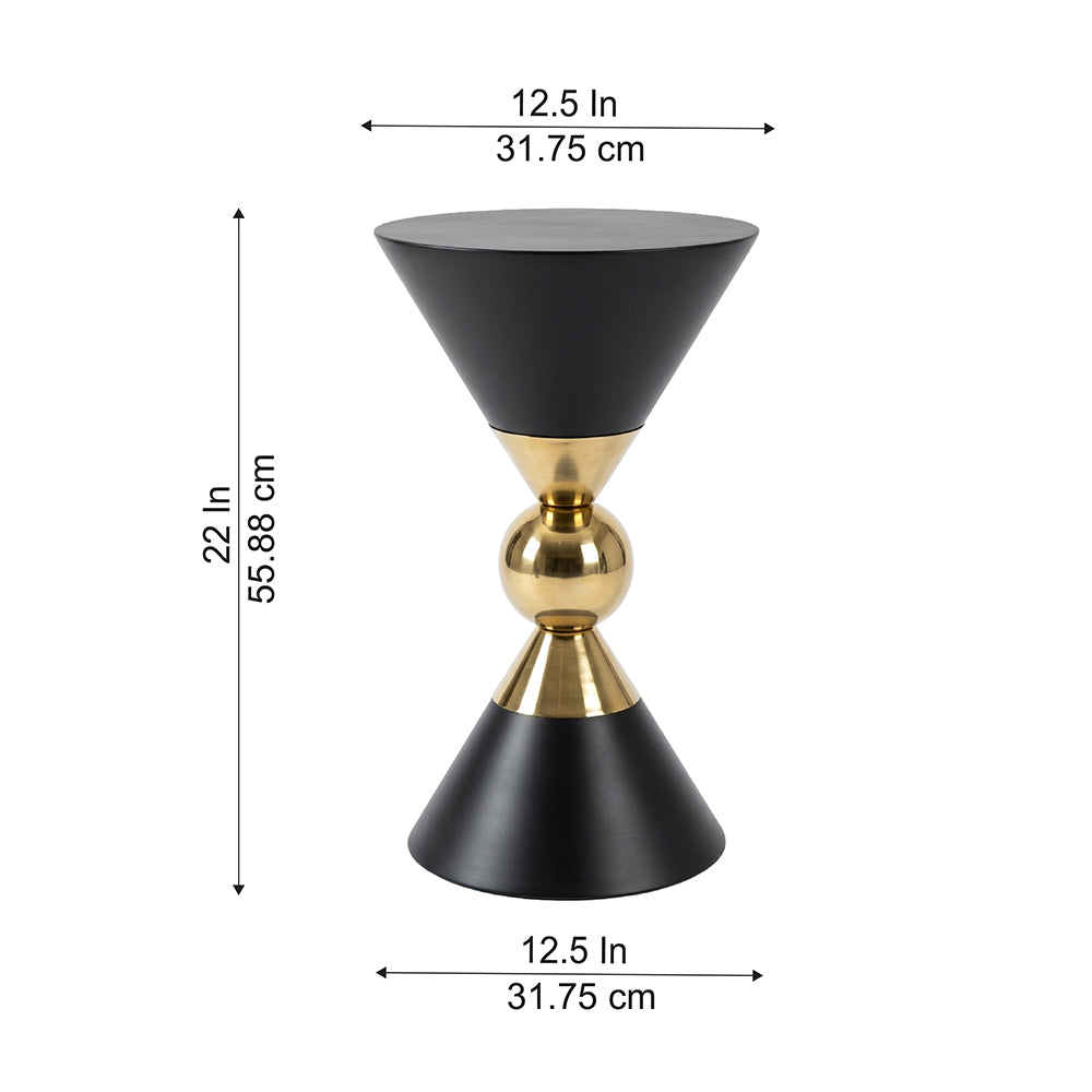 Modern Metal Hourglass Pedestal Side Table