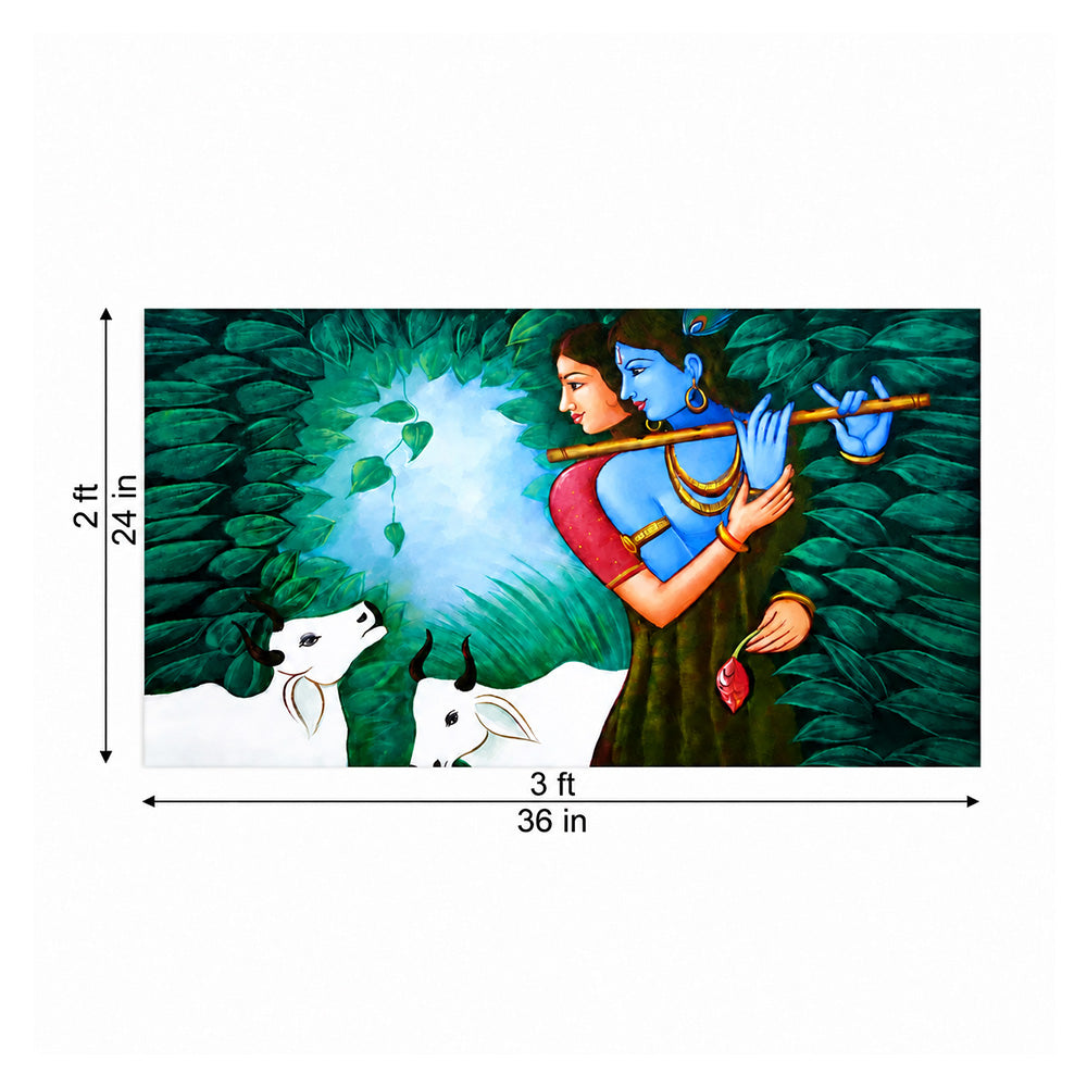 Radha Krishna in Forest Canvas Wall Painting
