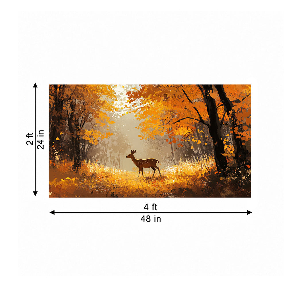 Deer in Autumn Forest Canvas Wall Painting