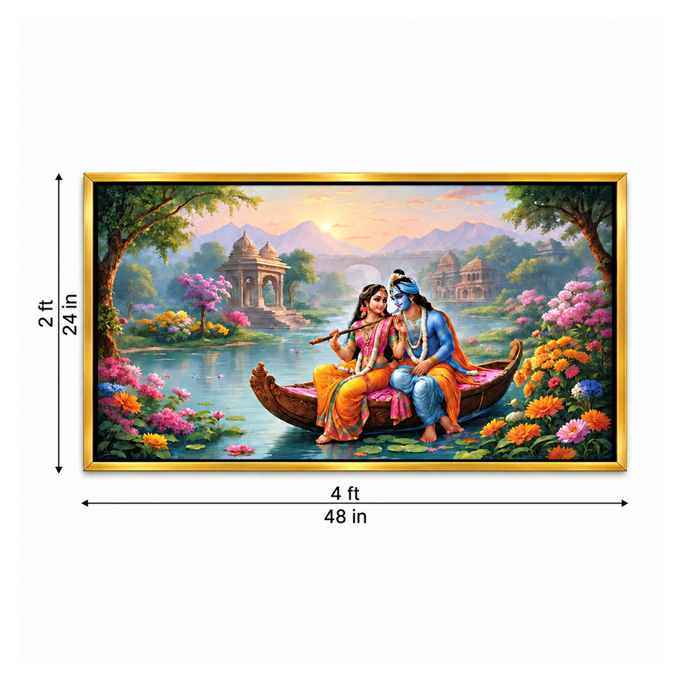 3D Style Radha Krishna Divine Canvas Wall Art