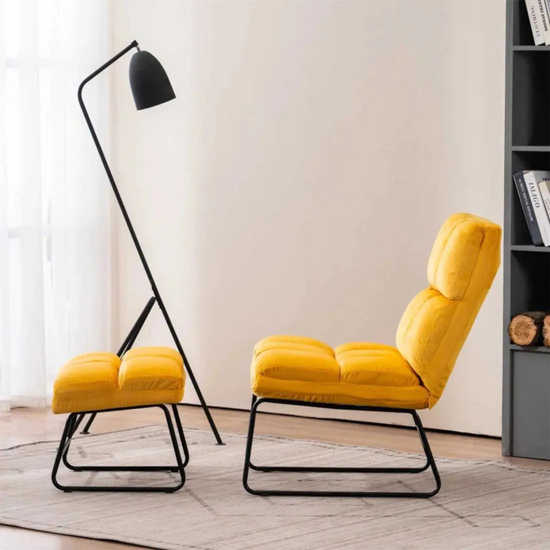 Hiltonia Chair with Ottoman – Yellow