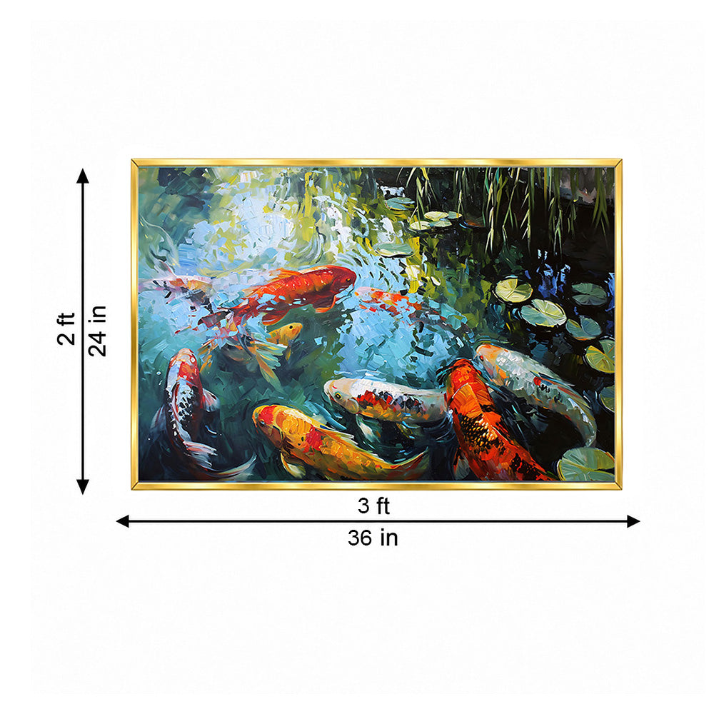 Koi Pond Nature Canvas Wall Painting
