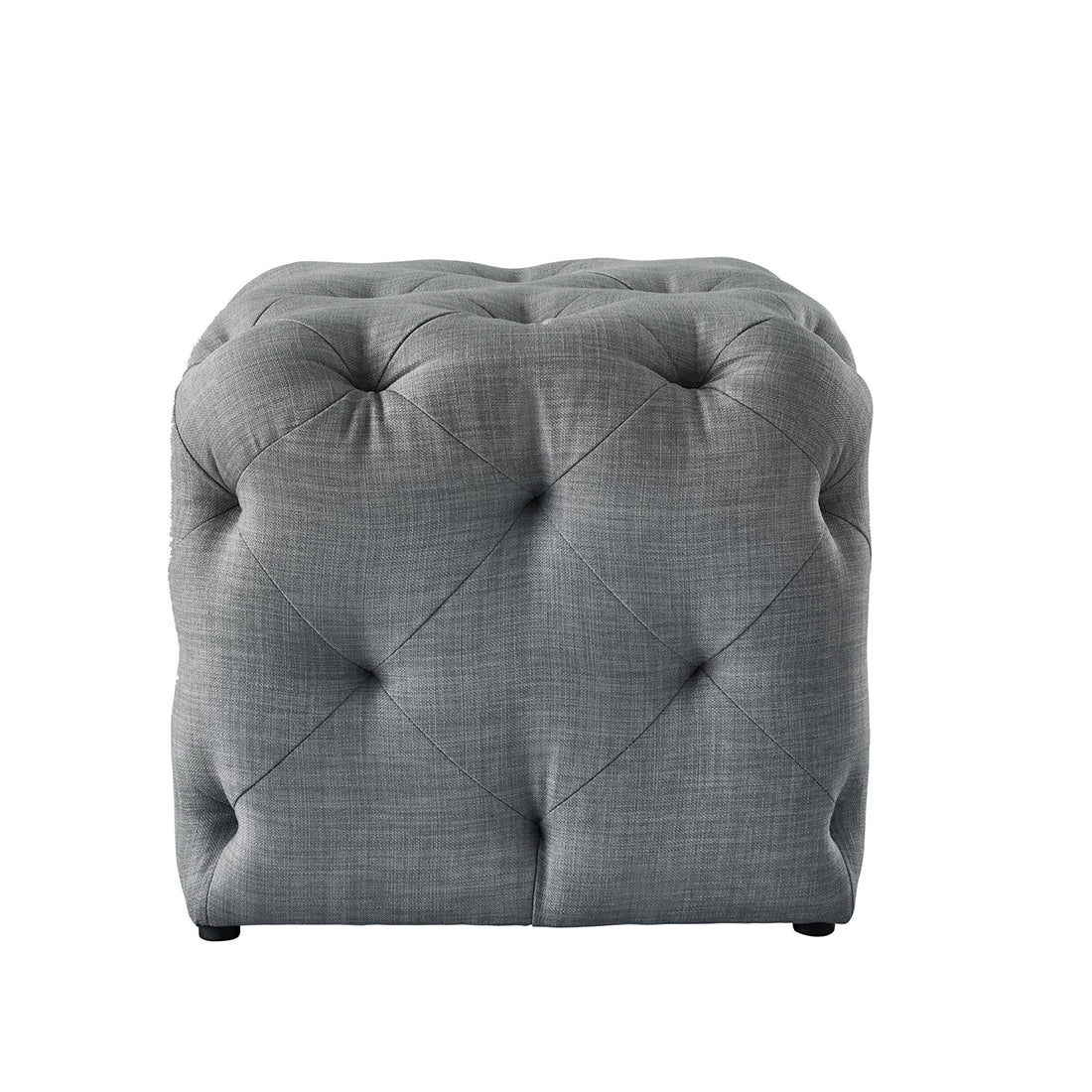 Square Tufted Velvet Ottaman/Poufee In Light Grey