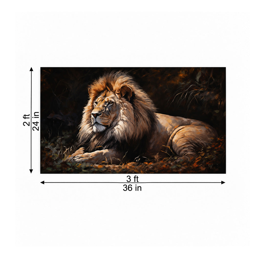 Lion King on Rocky Peak Canvas Wall Painting