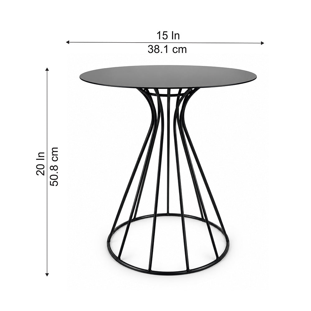 Metal Round Side Table with Sculptural Curved Base
