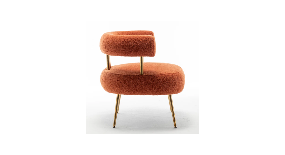 Bonnita Accent Chair Orange | Curved Fabric Accent Chair Burnt Orange