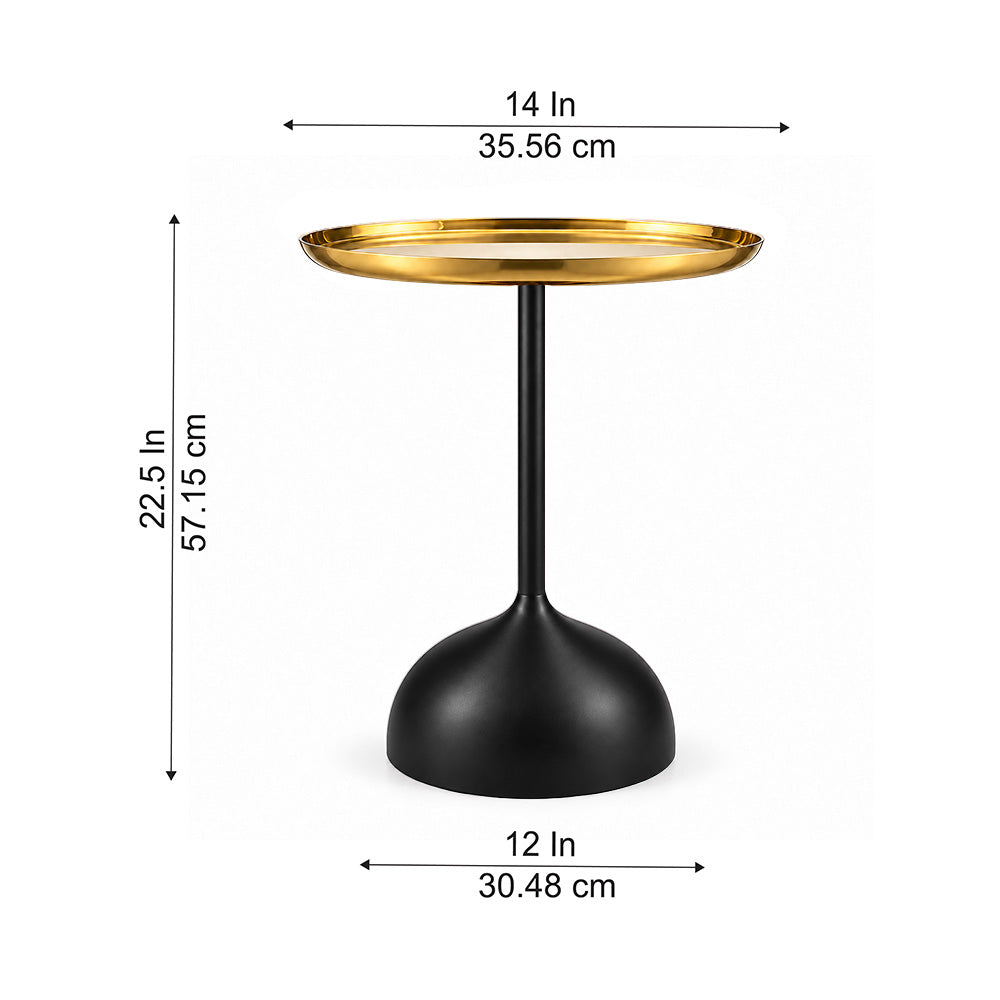 Metal Round Side Table with Flared Pedestal Base
