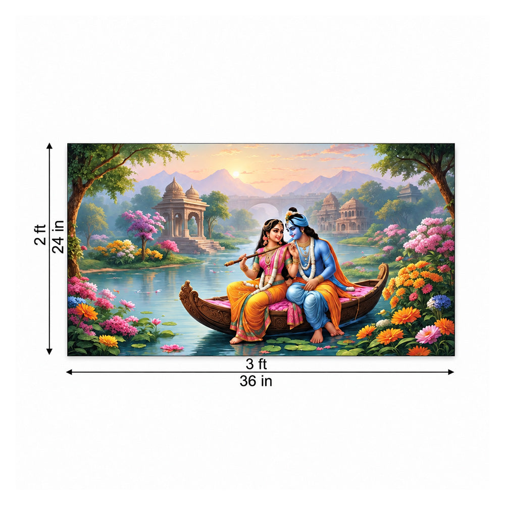 3D Style Radha Krishna Divine Canvas Wall Art