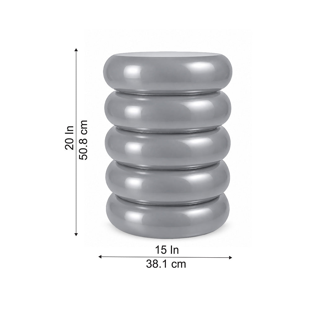 Modern Metal Sculptural Ribbed Round Side Table