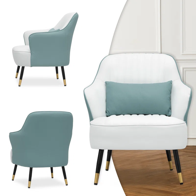 Havya Faux Leather Arm Chair Sage | Faux Leather Armchair Sage Green