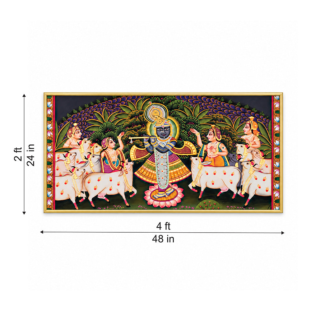 Lord Krishna Pichwai Style Canvas Wall Painting
