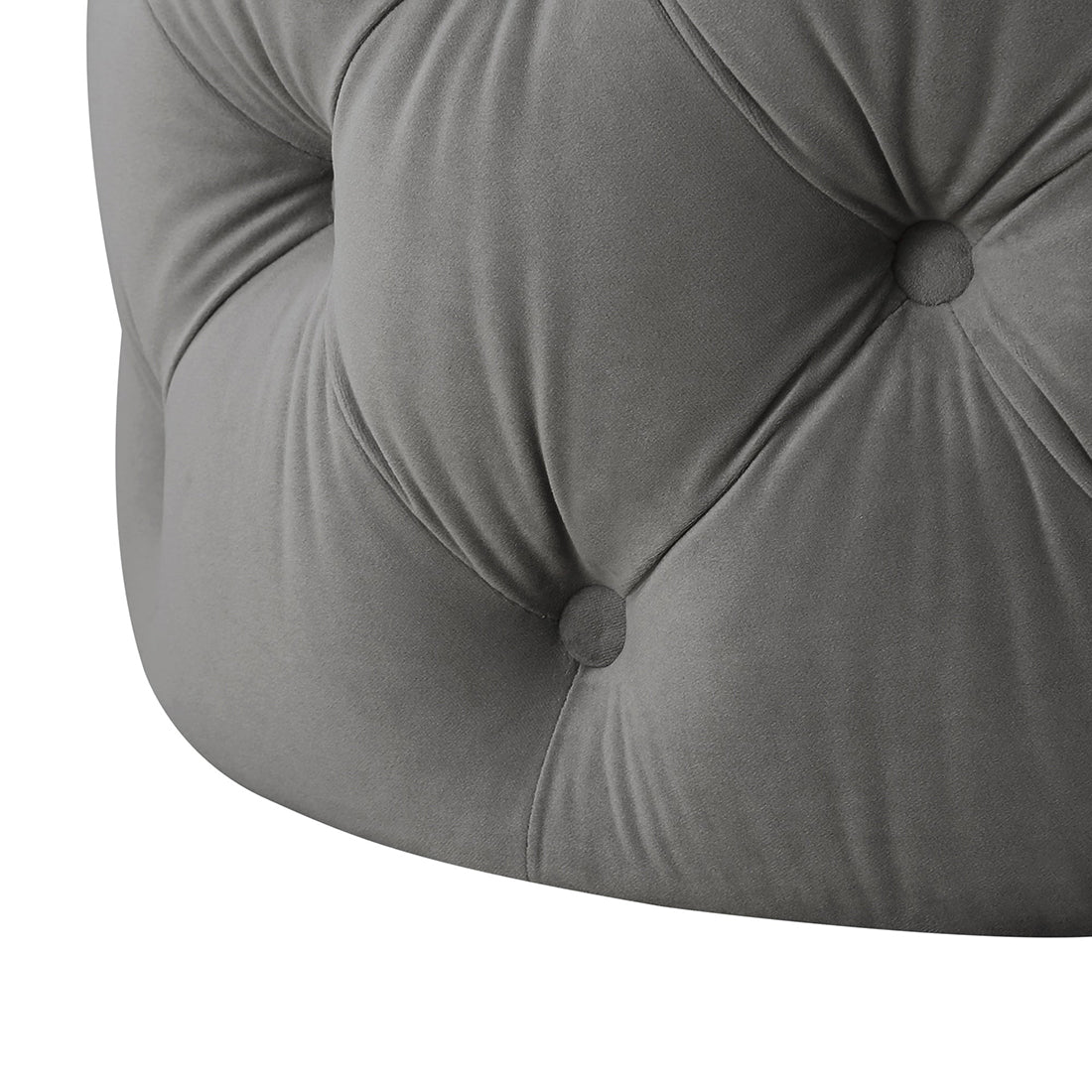 Round Tufted Velvet Ottaman/Poufee In Grey