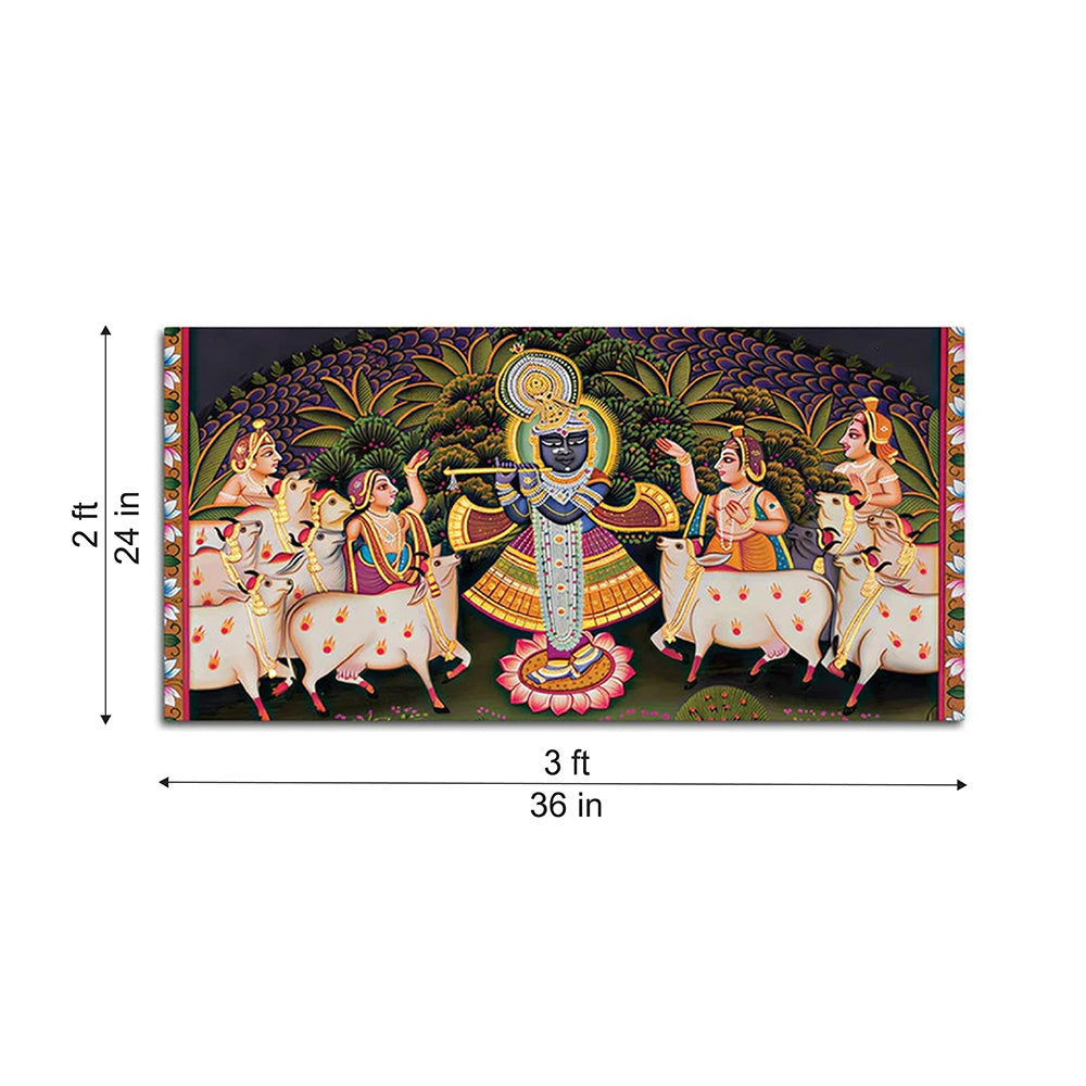 Lord Krishna Pichwai Style Canvas Wall Painting