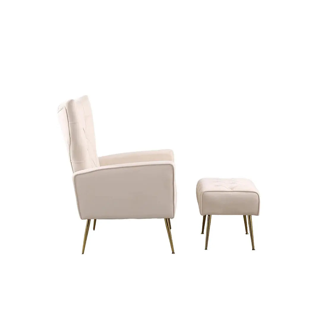 Danney Accent Chair with Ottoman - Beige