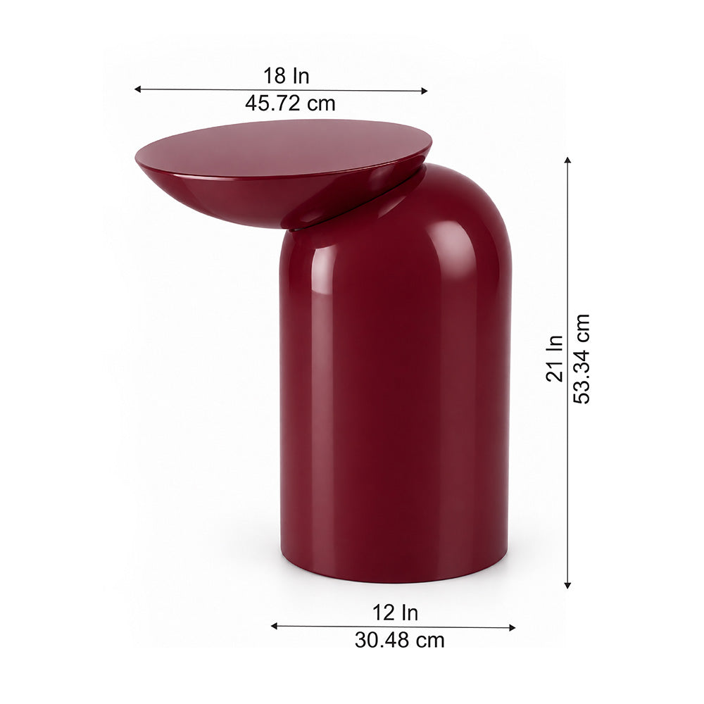 Modern Metal Sculptural Offset Bowl Side Table