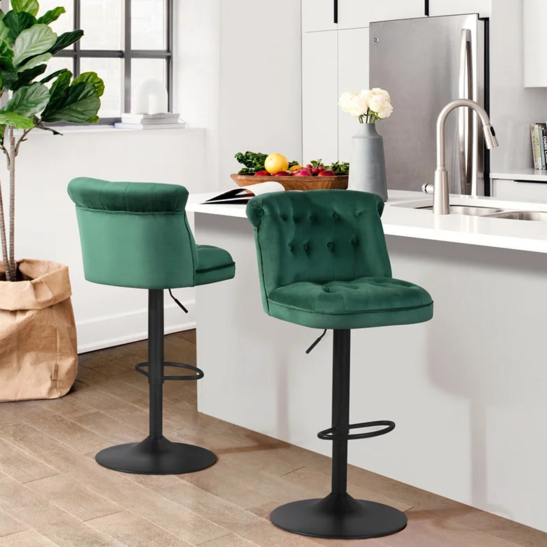 Cellan Swiel Adjustable Bar Stool - Green