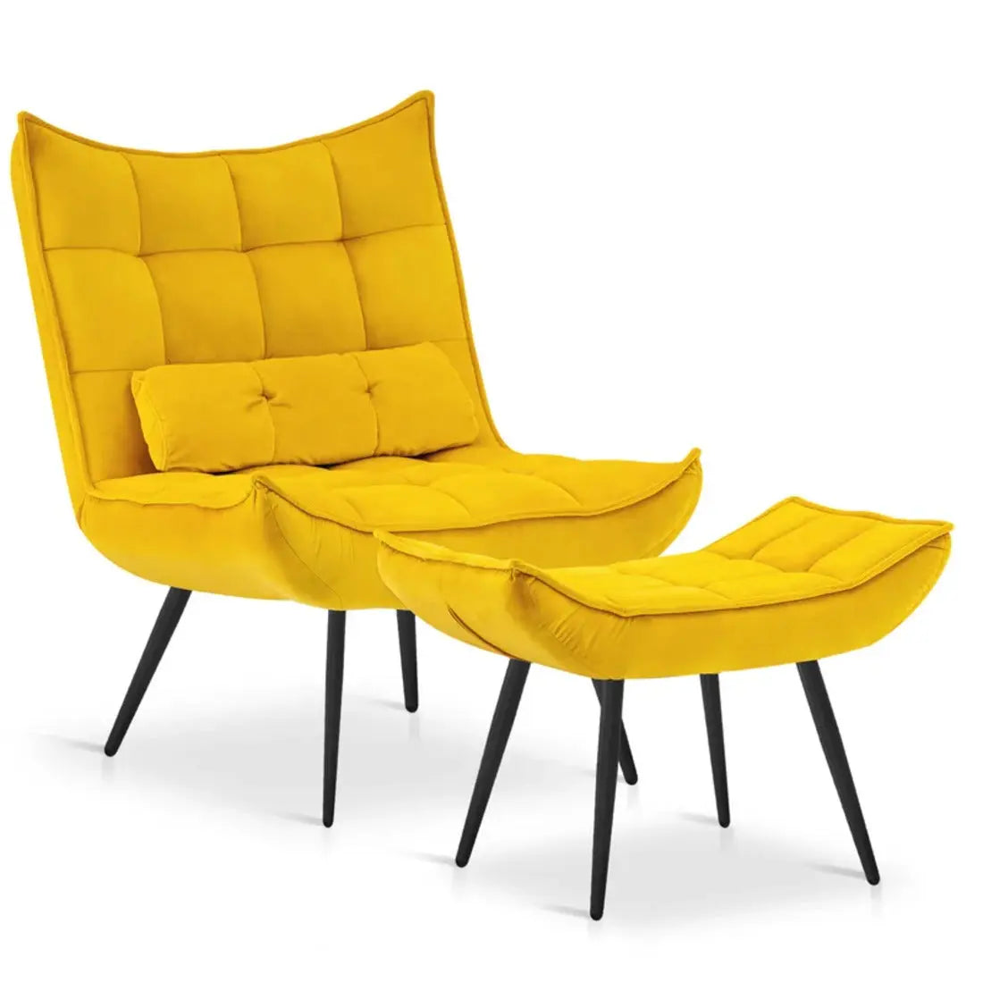 Elroy Accent Chair with Ottoman – Yellow