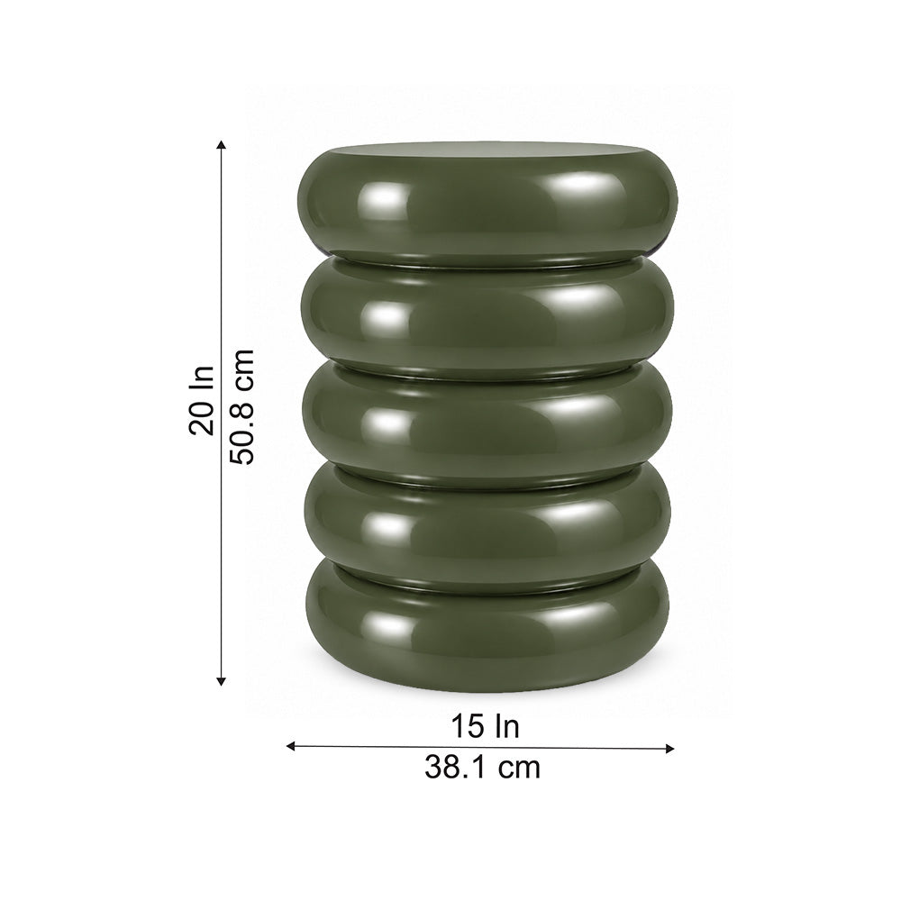 Modern Metal Sculptural Ribbed Round Side Table