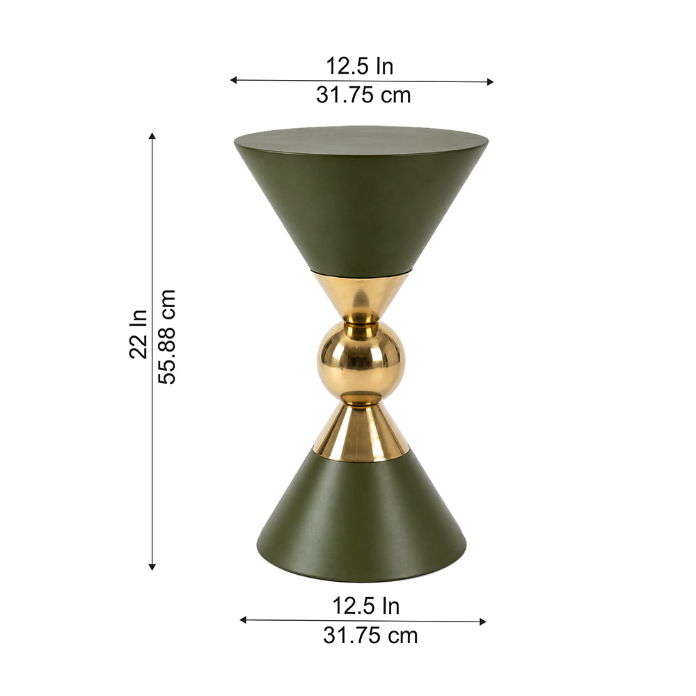 Modern Metal Hourglass Pedestal Side Table