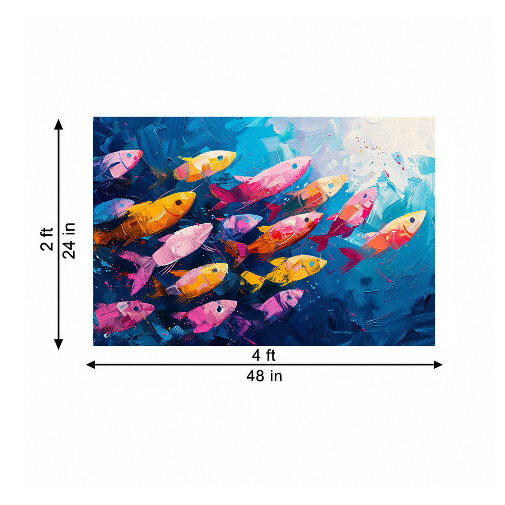 Colorful Fish School Canvas Wall Painting