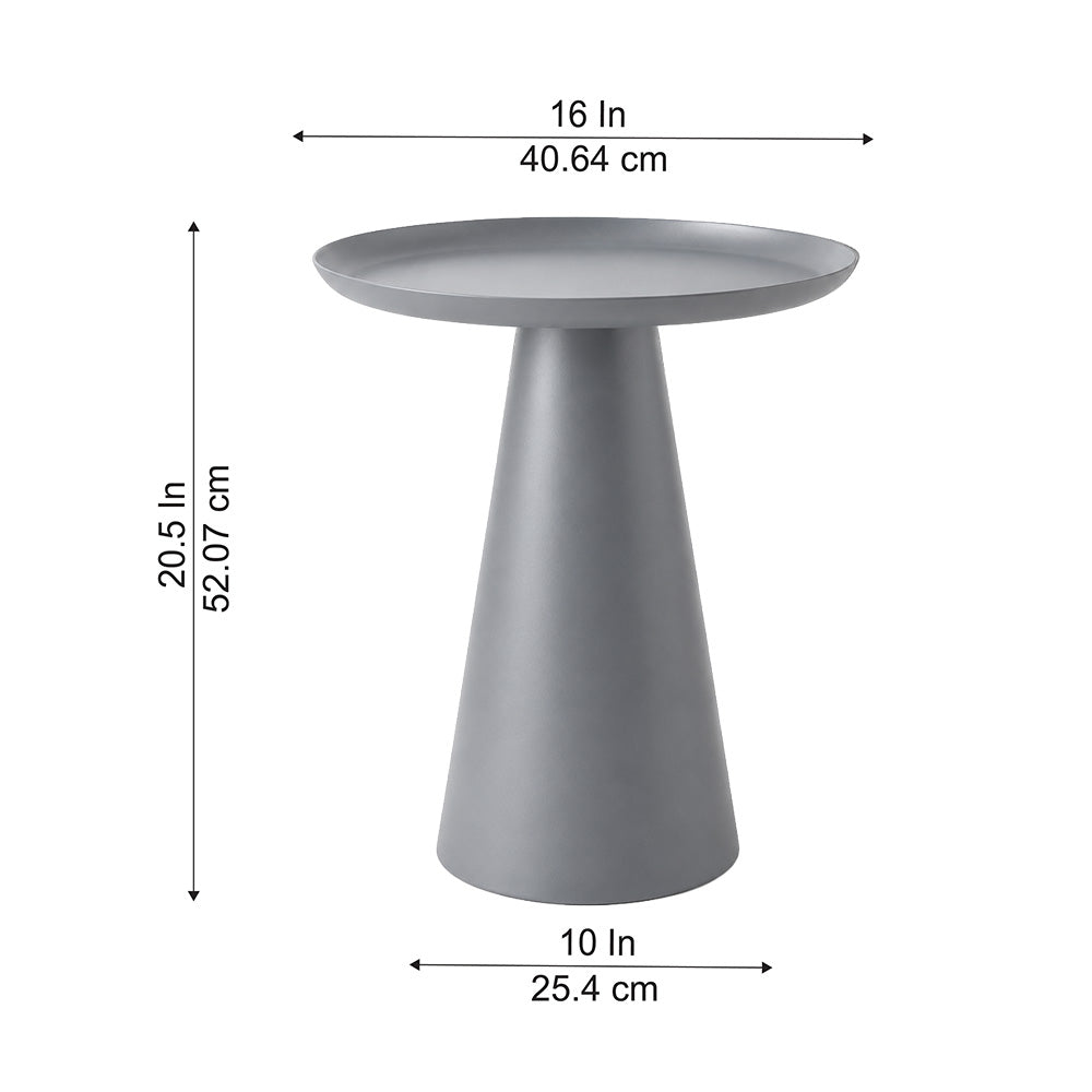 Modern Metal Tray-Top Pedestal Side Table