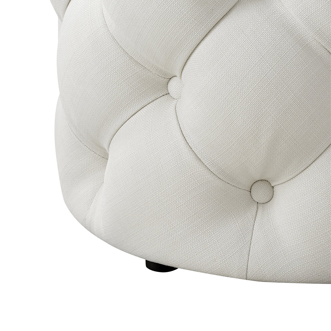 Round Tufted Velvet Ottaman/Poufee In White