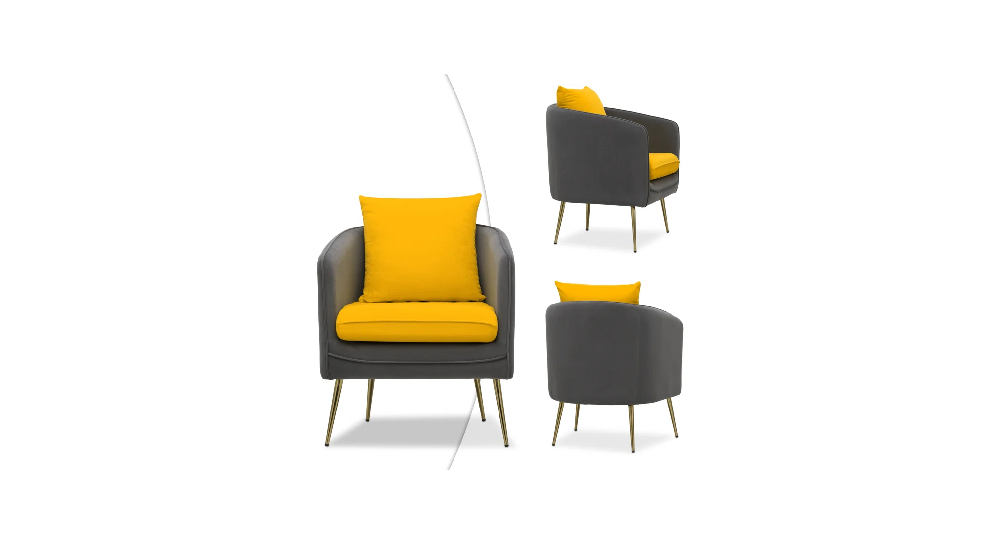 Lamb Accent Chair Grey Yellow | Two Tone Accent Chair Grey Yellow