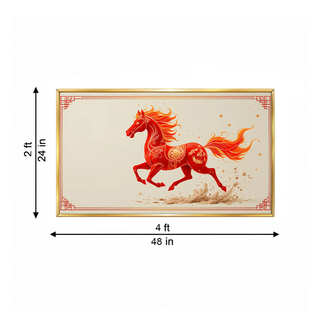 Red Horse Abstract Canvas Wall Painting