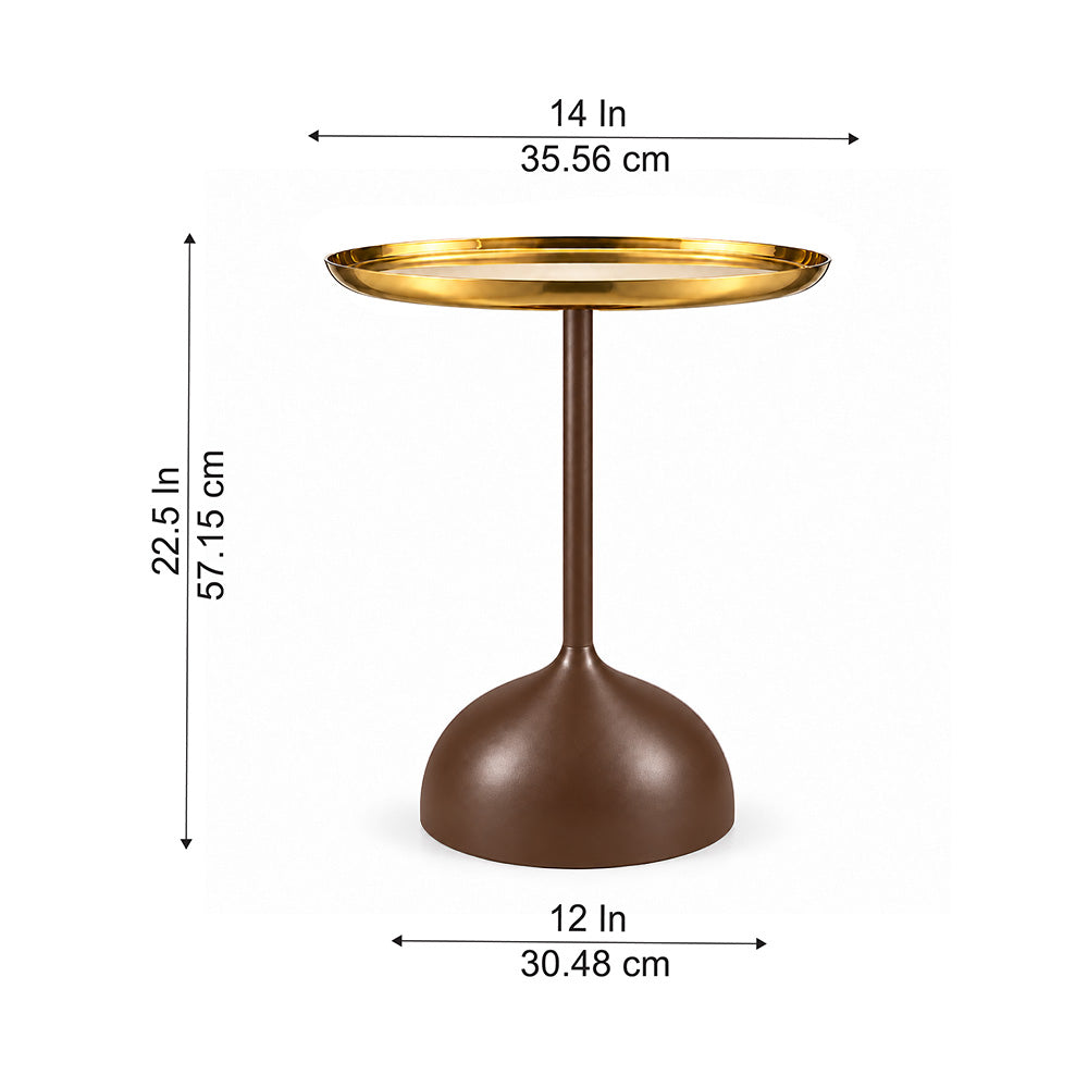 Metal Round Side Table with Flared Pedestal Base