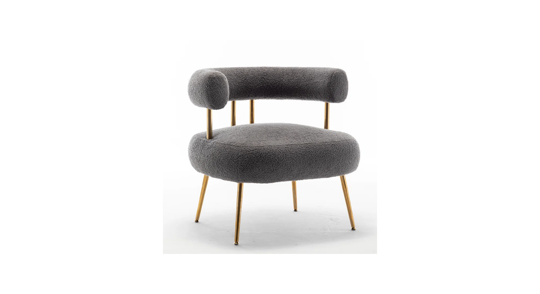 Bonnita Accent Chair Grey | Curved Fabric Accent Chair Stone Grey
