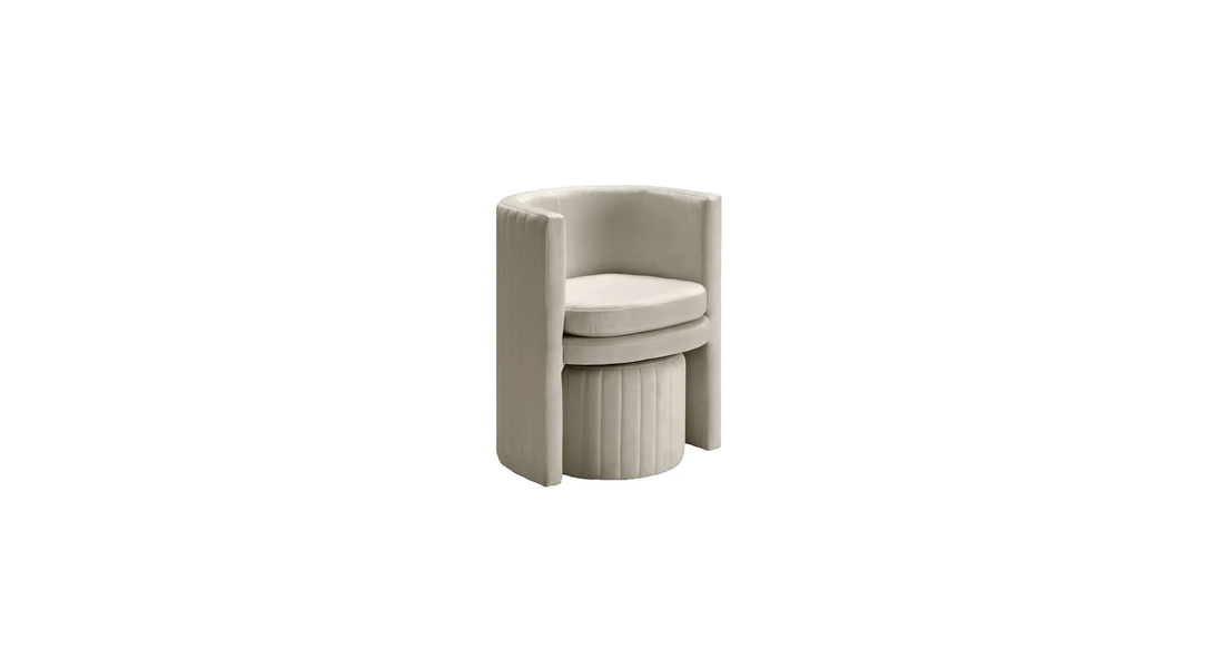 Schillar Chair With Ottoman Beige | Accent Chair With Ottoman Beige