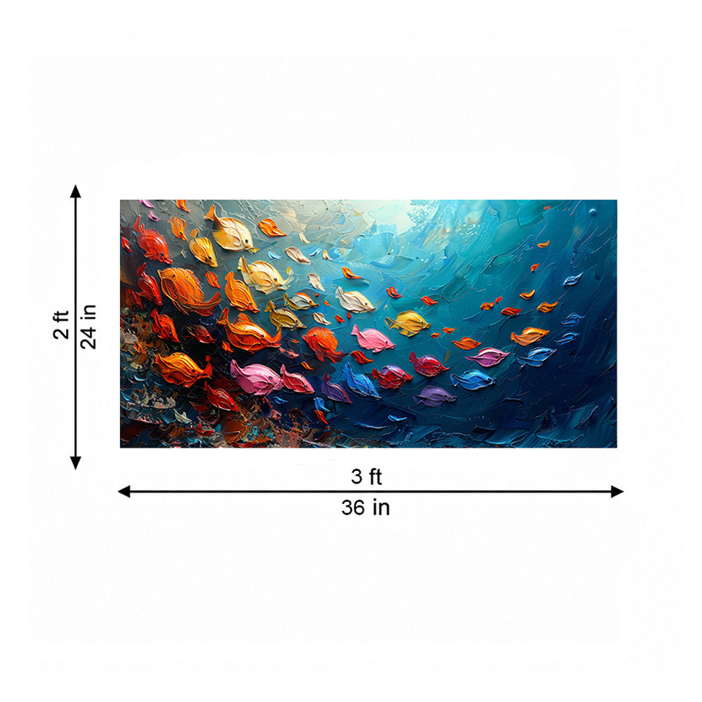 Ocean Fish School Canvas Wall Painting