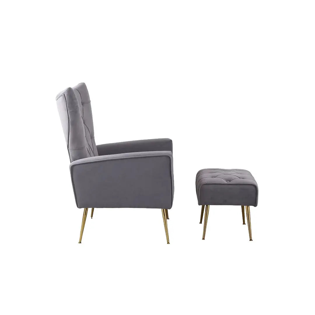 Danney Accent Chair with Ottoman - Grey