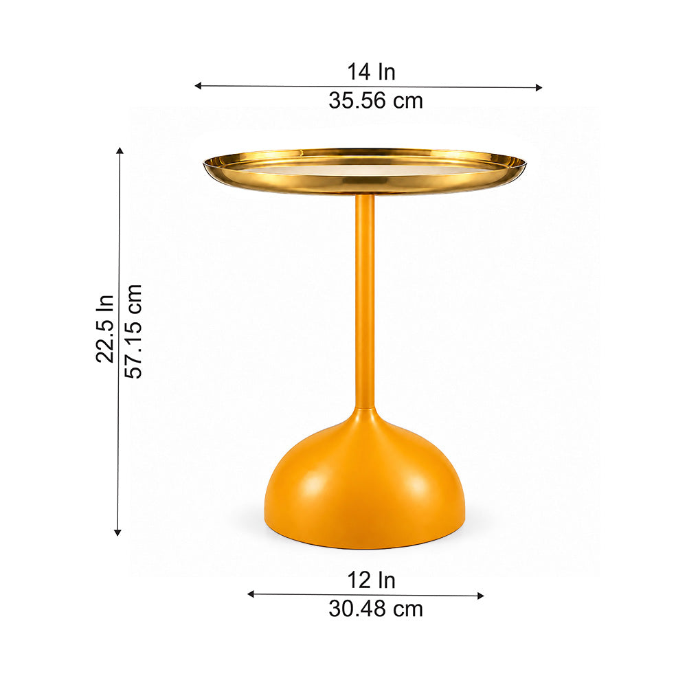 Metal Round Side Table with Flared Pedestal Base