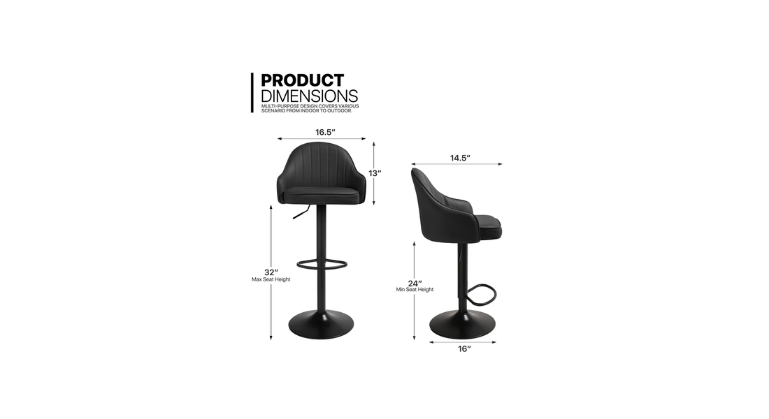 Fressia Swiel Bar Stool - Black