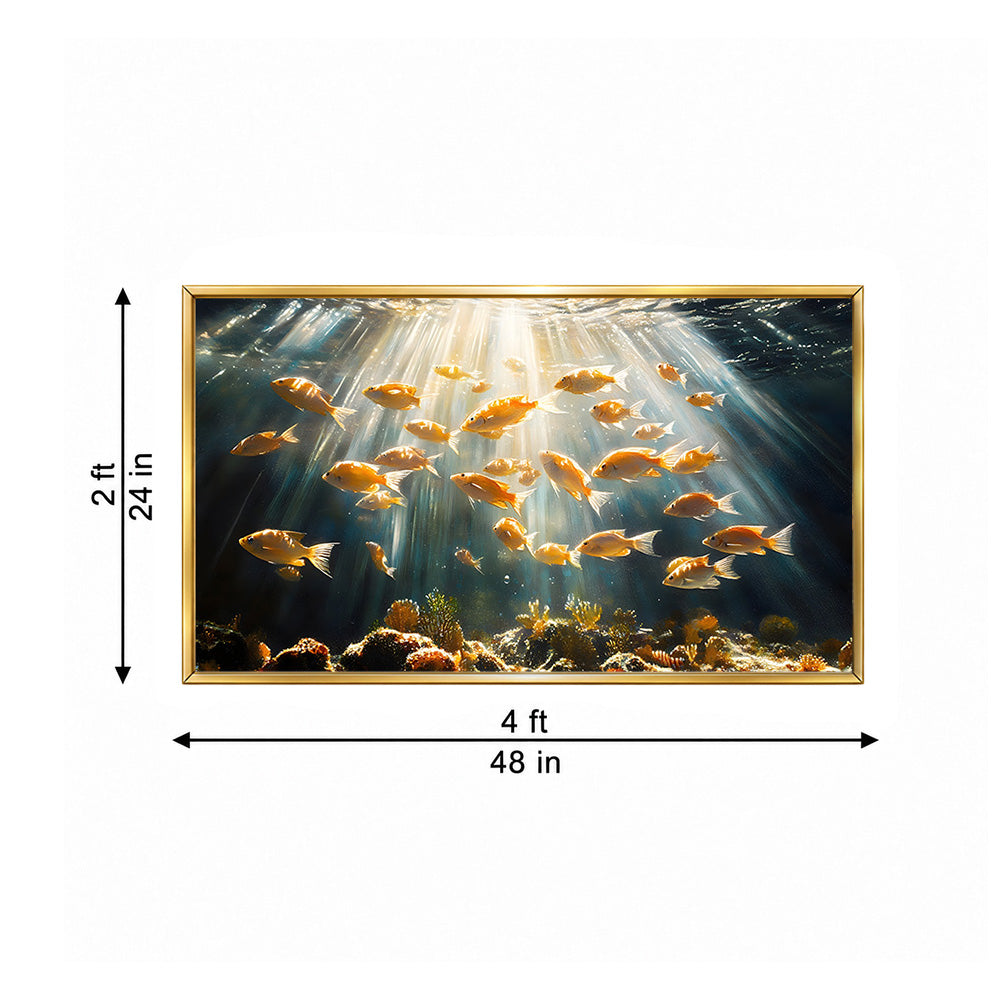 Underwater Fish School Canvas Wall Painting