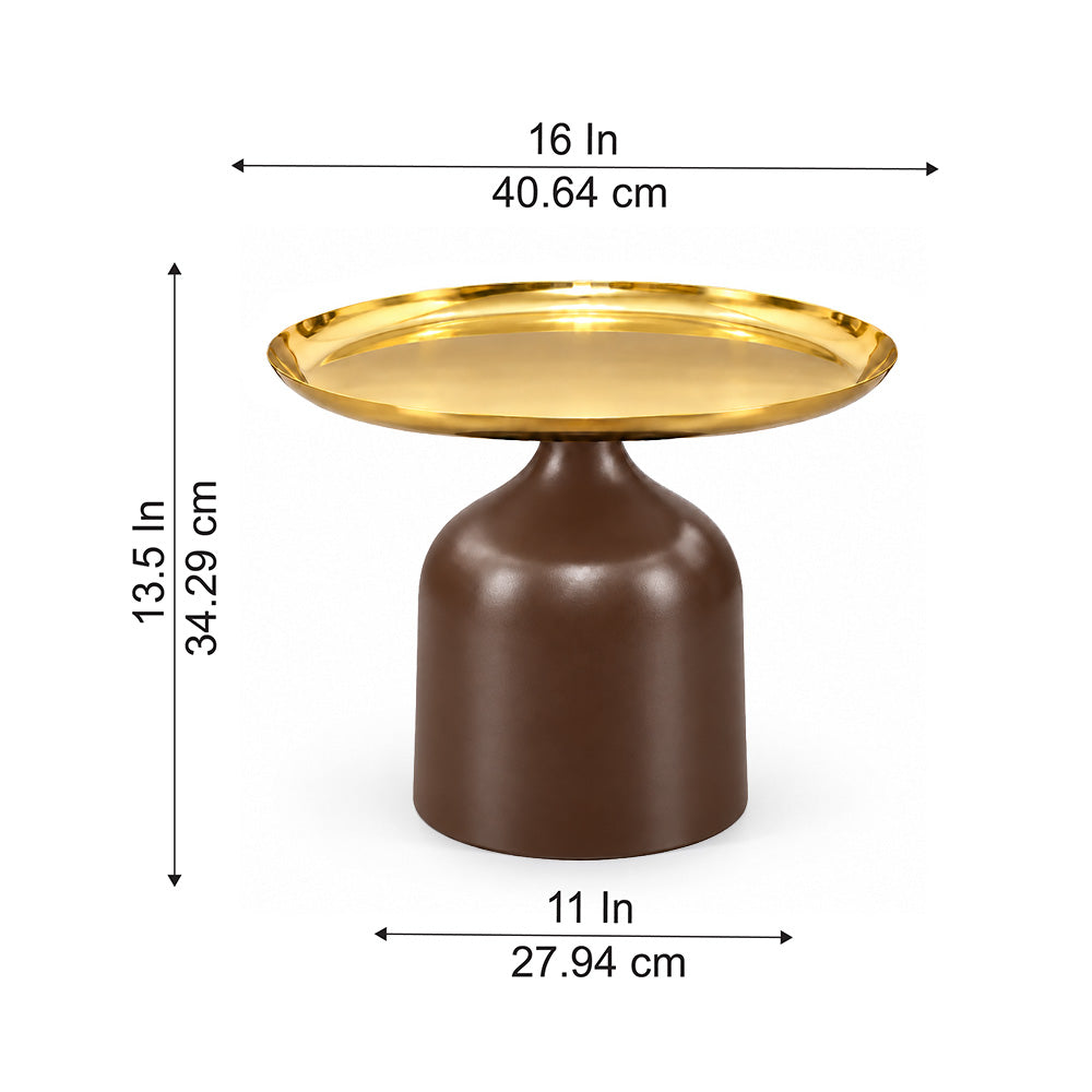 Midnight Gold Metal Round Pedestal Side Table