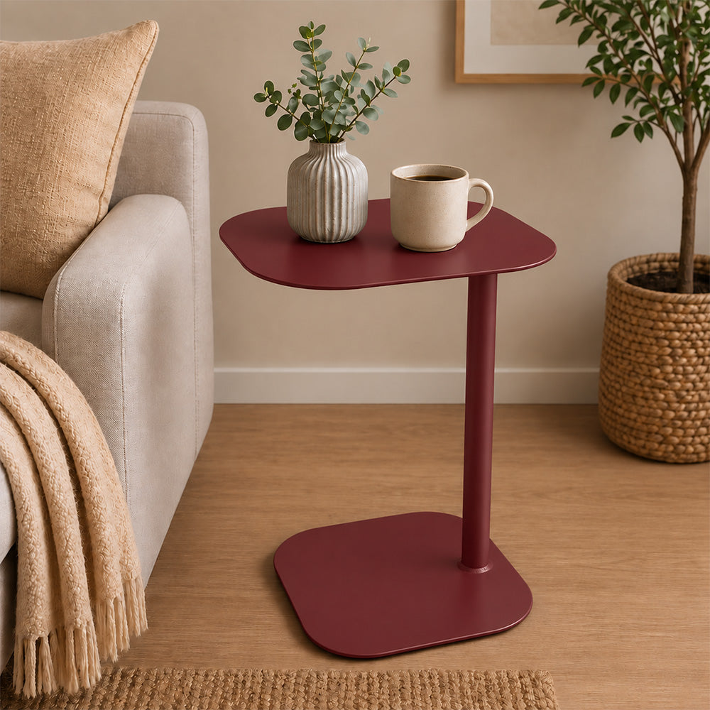 Modern Metal C-Shaped Side Table with Square Top