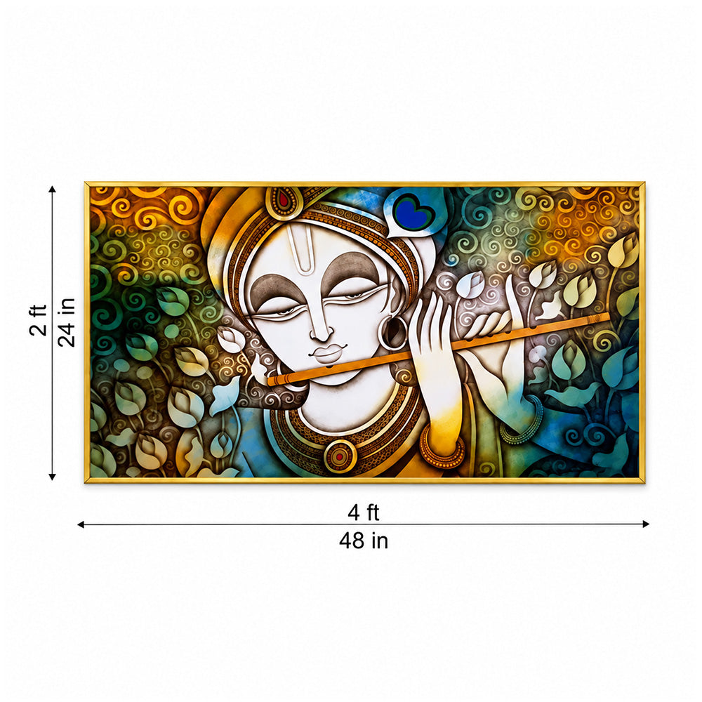 Beautiful Lord Krishna Divine Canvas Wall Painting