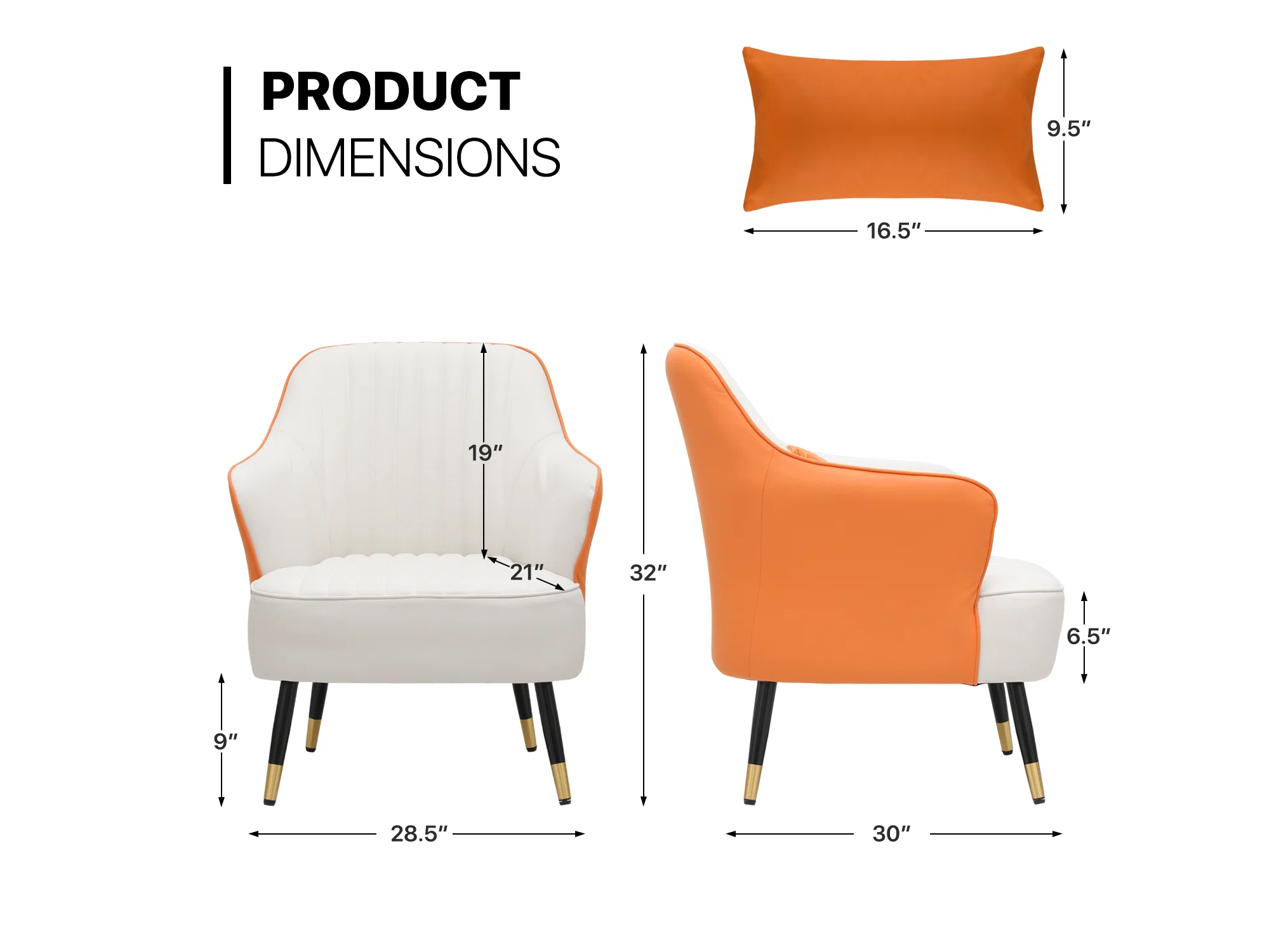 Havya Faux Leather Arm Chair Orange | Faux Leather Armchair Rust Orange