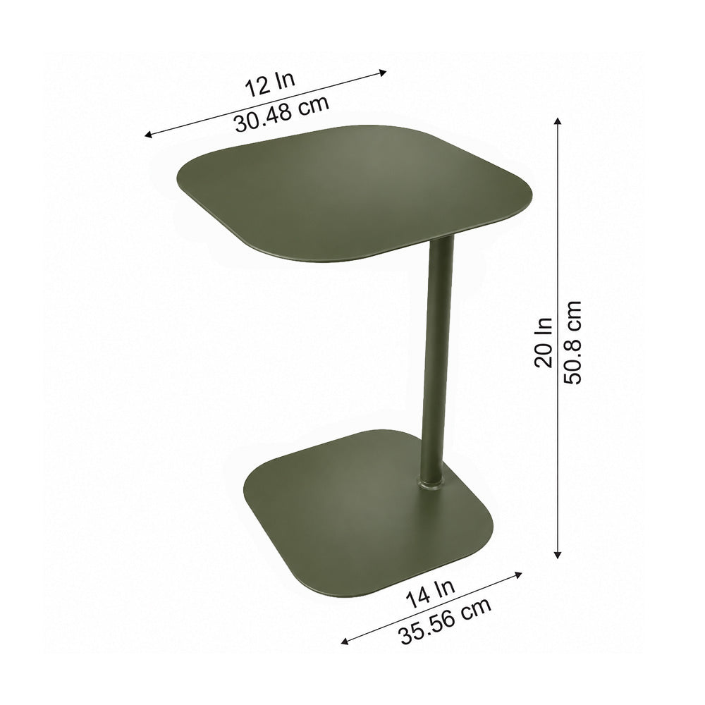 Modern Metal C-Shaped Side Table with Square Top