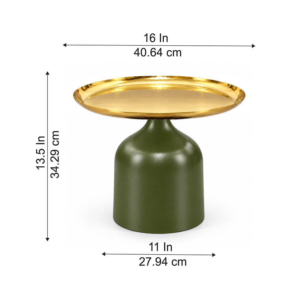Midnight Gold Metal Round Pedestal Side Table